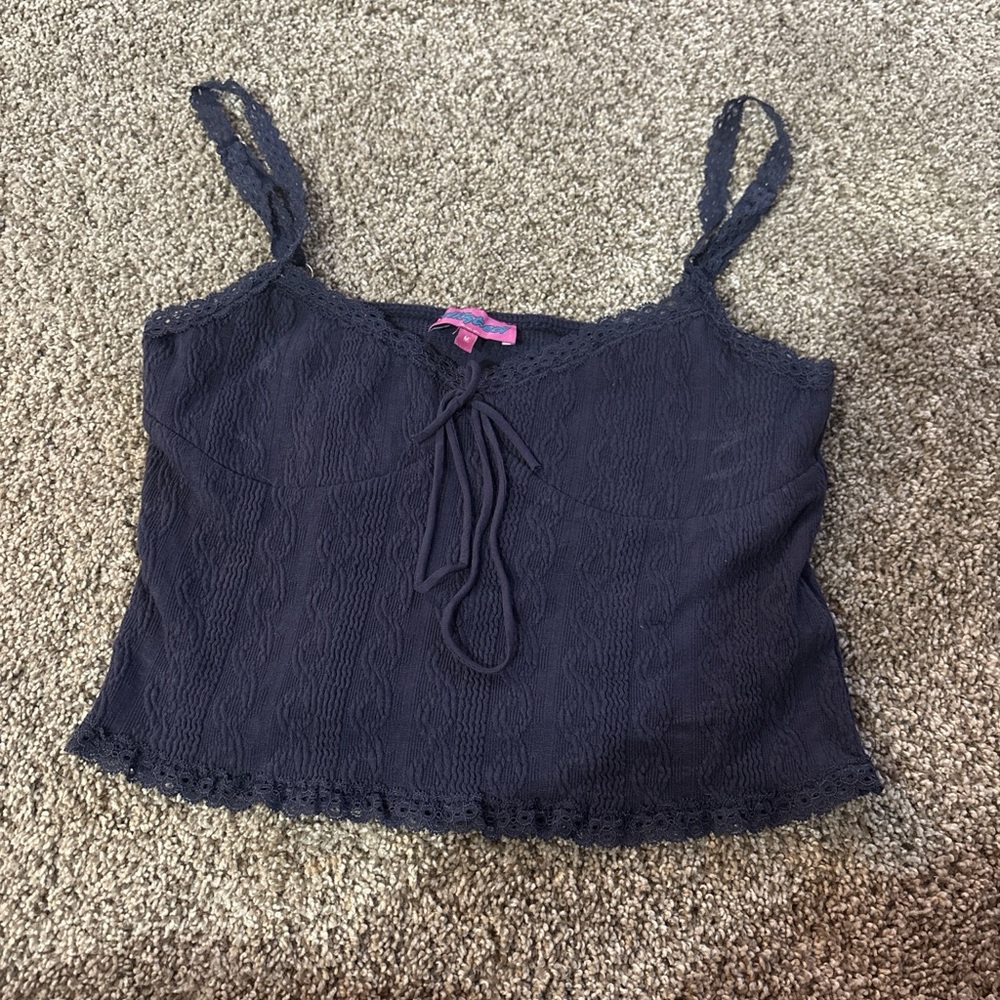 Edikted Dark Blue Lace Cami Top